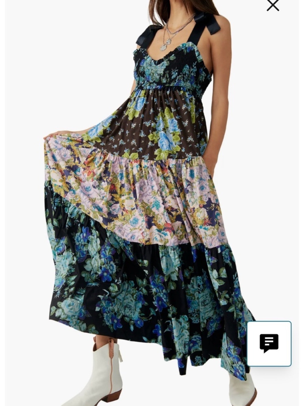 Free People Bluebell Dress Blue Black Pink Floral